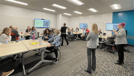 College faculty attend a learning session.